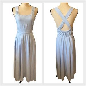 Lelasilk Light Blue Pinafore Dress Sz M, Cottagecore